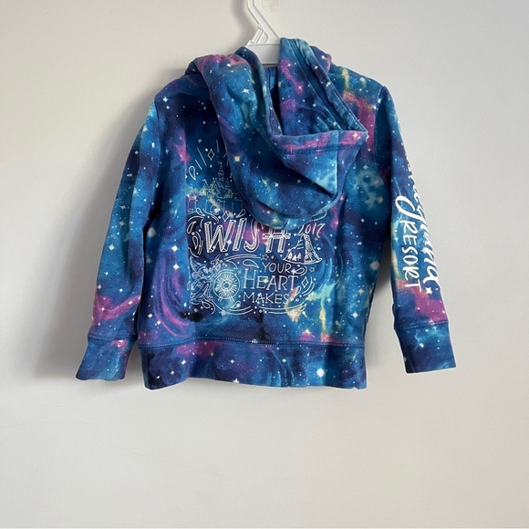 Disney Parks 2017 Galaxy Print Full Zip Hoodie Blue Purple Girls XXS - Picture 6 of 10